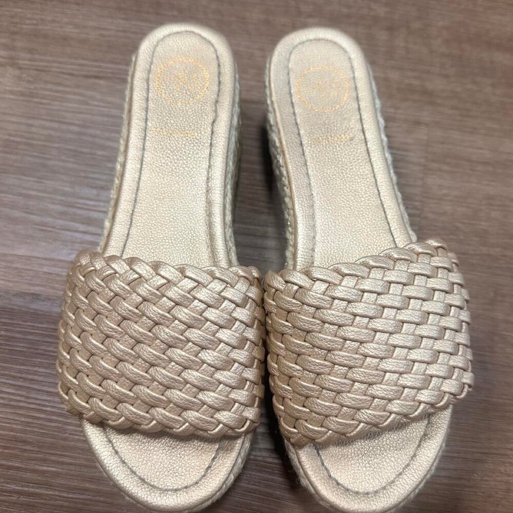 Gold woven espadrille sandals